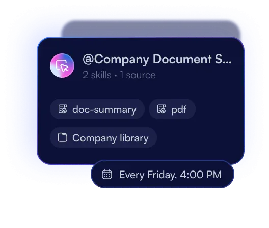 Company Document Summarizer: its skills, its sources and what it hands over